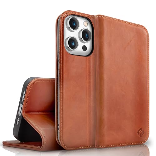NALIA Echt-Leder Flipcase kompatibel mit iPhone 15 Pro Max Hülle, Rindsleder Schutzhülle Handgefertigt Lederhülle RFID-Schutz, Standfunktion Kartenfächer Klappbar, Klapphülle, Farbe:Braun NALIA Echt-Leder Flipcase kompatibel mit iPhone 15 Pro Max Hülle, Rindsleder Schutzhülle Handgefertigt Lederhülle RFID-Schutz, Standfunktion Kartenfächer Klappbar, Klapphülle, Farbe:Braun von NALIA