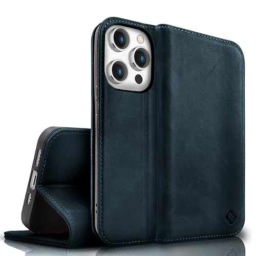 NALIA Echt-Leder Flipcase kompatibel mit iPhone 15 Pro Max Hülle, Rindsleder Schutzhülle Handgefertigt Lederhülle RFID-Schutz, Standfunktion Kartenfächer Klappbar, Klapphülle, Farbe:Petrol-Blau NALIA Echt-Leder Flipcase kompatibel mit iPhone 15 Pro Max Hülle, Rindsleder Schutzhülle Handgefertigt Lederhülle RFID-Schutz, Standfunktion Kartenfächer Klappbar, Klapphülle, Farbe:Petrol-Blau von NALIA