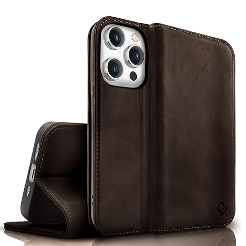 NALIA Echt-Leder Flipcase kompatibel mit iPhone 15 Pro Max Hülle, Rindsleder Schutzhülle Handgefertigt Lederhülle RFID-Schutz, Standfunktion Kartenfächer Klappbar, Klapphülle, Farbe:Dunkel-Braun NALIA Echt-Leder Flipcase kompatibel mit iPhone 15 Pro Max Hülle, Rindsleder Schutzhülle Handgefertigt Lederhülle RFID-Schutz, Standfunktion Kartenfächer Klappbar, Klapphülle, Farbe:Dunkel-Braun von NALIA