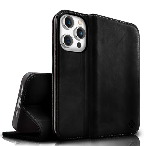 NALIA Echt-Leder Flipcase kompatibel mit iPhone 15 Pro Max Hülle, Rindsleder Schutzhülle Handgefertigt Lederhülle RFID-Schutz, Standfunktion Kartenfächer Klappbar, Klapphülle, Farbe:Schwarz NALIA Echt-Leder Flipcase kompatibel mit iPhone 15 Pro Max Hülle, Rindsleder Schutzhülle Handgefertigt Lederhülle RFID-Schutz, Standfunktion Kartenfächer Klappbar, Klapphülle, Farbe:Schwarz von NALIA