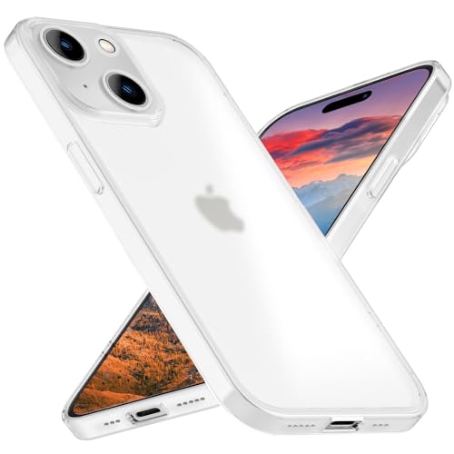 NALIA Extrem Dünne Handyhülle kompatibel mit iPhone 15 Plus Hülle, 0,3mm Ultra-Slim Cover Semi-Transparent Anti-Fingerabdruck Leicht Schlank Matt Halb-Durchsichtig Hardcase Schutzhülle, Farbe:Weiß von NALIA