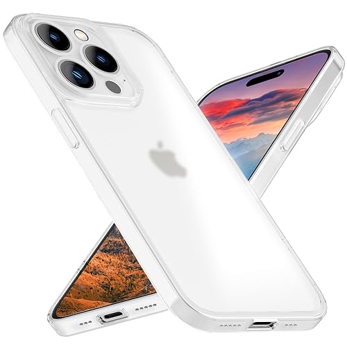 NALIA Extrem Dünne Handyhülle kompatibel mit iPhone 15 Pro Hülle, 0,3mm Ultra-Slim Cover Semi-Transparent Anti-Fingerabdruck Leicht Schlank Matt, Halb-Durchsichtig Hardcase Schutzhülle, Farbe:Weiß von NALIA