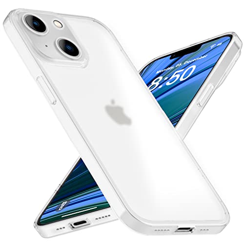 NALIA Extrem Dünnes Hardcase kompatibel mit iPhone 14 Hülle, Durchsichtig 0,3mm Schlank Ultra-Dünn Matt Semi-Transparent Anti-Fingerabdruck Leicht, Ultra-Slim Cover Schutzhülle, Farbe:Weiß von NALIA