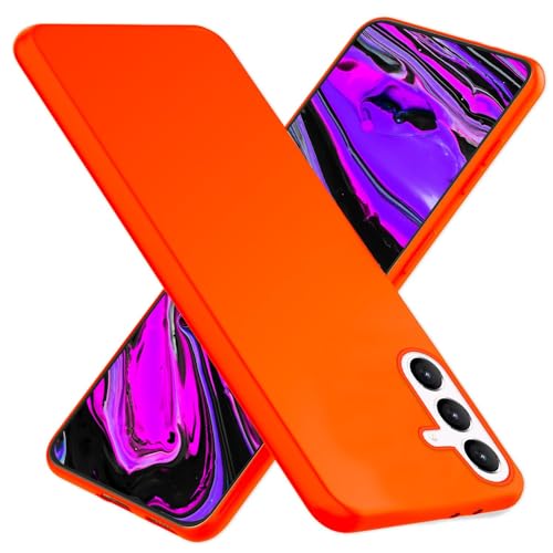 NALIA Farbintensive Neon Silikonhülle kompatibel mit Samsung Galaxy S24 Plus Hülle, rutschfeste Samtig Weiche Schutzhülle in strahlender Neonfarbe, Schlankes Bunt Leuchtendes Soft Cover, Farbe:Orange von NALIA