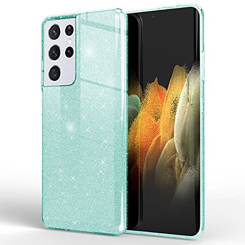 NALIA Glitzer Handyhülle kompatibel mit Samsung Galaxy S21 Ultra Hülle, Bling Silikon Cover Case Glänzend Glitter Phone Etui, Telefon Strass Diamant Backcover Handy-Tasche Schutzhülle, Farbe:Mintgrün NALIA Glitzer Handyhülle kompatibel mit Samsung Galaxy S21 Ultra Hülle, Bling Silikon Cover Case Glänzend Glitter Phone Etui, Telefon Strass Diamant Backcover Handy-Tasche Schutzhülle, Farbe:Mintgrün von NALIA