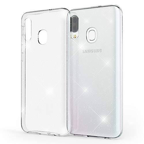 NALIA Glitzer Hülle kompatibel mit Samsung Galaxy A40, Ultra Slim Handyhülle Silikon Glitter Case Cover Durchsichtig, Handy-Tasche Schutzhülle Glänzend Phone Etui Bumper Backcover von NALIA