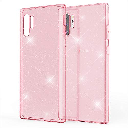 NALIA Glitzer Hülle kompatibel mit Samsung Galaxy Note10+ / 10+ 5G, Ultra Slim Handyhülle Silikon Glitter Case Cover Durchsichtig, Handy-Tasche Schutzhülle Transparent Phone Etui, Farbe:Pink von NALIA
