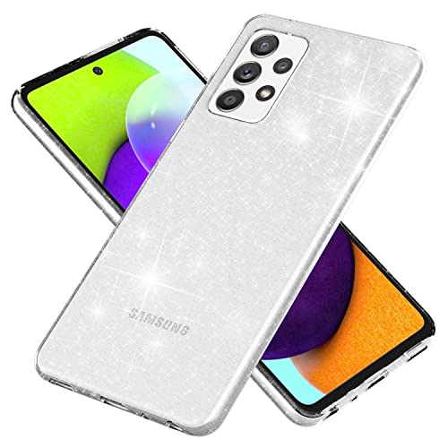 NALIA Glitzerhülle kompatibel mit Samsung Galaxy A52 5G / A52 / A52s 5G Hülle, Klare Durchsichtige Bling Silikon Schutzhülle Handy-Tasche Dünn, Clear Glitter Case Handyhülle Phone Cover - Transparent von NALIA