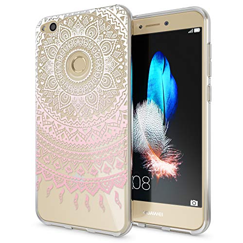 NALIA Handyhülle kompatibel mit Huawei P8 Lite 2017, Motiv Design Slim Silikon Case Cover, Crystal Schutzhülle Handy-Tasche Dünn, Muster Etui Backcover Smart-Phone Hülle, Designs:Mandala Pink von NALIA