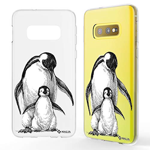 NALIA Handyhülle kompatibel mit Samsung Galaxy S10e, Slim Silikon Hülle Motiv Case Cover Crystal Schutzhülle, Durchsichtig Etui Handy-Tasche Backcover Transparent Bumper, Designs:Pinguin Familie von NALIA