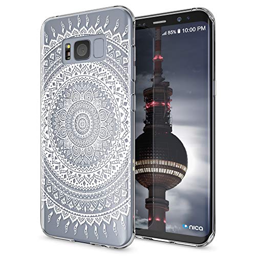 NALIA Handyhülle kompatibel mit Samsung Galaxy S8 Plus, Motiv Design Slim Silikon Case Cover, Crystal Schutzhülle Handy-Tasche Dünn, Muster Backcover Smart-Phone Hülle, Designs:Mandala Weiß von NALIA