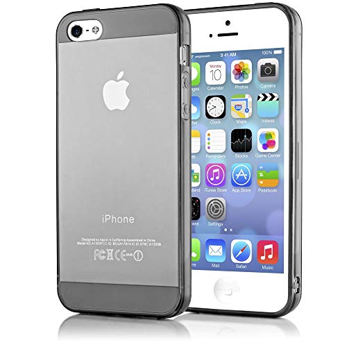 NALIA Handyhülle kompatibel mit iPhone 5 5S SE, Ultra-Slim Silikon Case Cover Schutzhülle Dünn Durchsichtig, Handy-Tasche Telefon-Schale Skin Back-Cover Etui Smart-Phone Bumper - Grau Transparent von NALIA