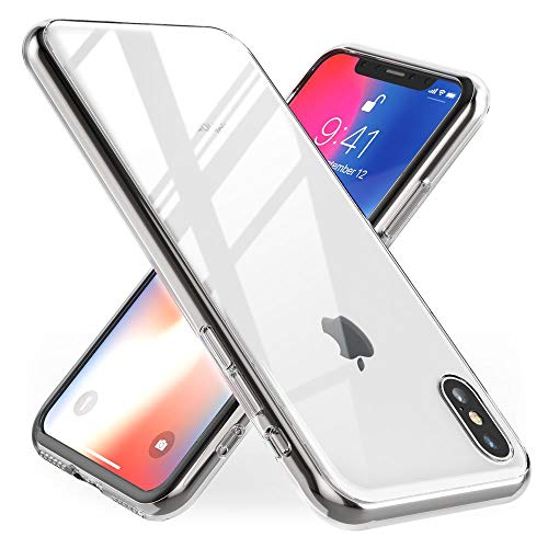 NALIA Hartglas Hülle kompatibel mit iPhone X Xs, Durchsichtiges Hardcase aus 9H Tempered Glass mit Silikon Bumper, Stoßfest & Kratzfest Handyhülle Hard Cover Case Schutzhülle Phone Etui - Transparent von NALIA