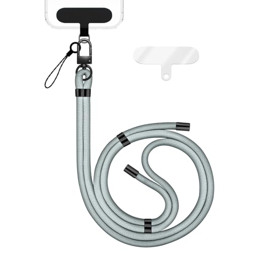 NALIA HoldMe Universal Handykette kompatibel mit Smartphone & Handyhüllen, Nylon-Seil Verstellbar & Abnehmbar, Umhänge-Band, Handyband, Lanyard mit Karabiner & 2 Patches, Farbe:Hellgrau NALIA HoldMe Universal Handykette kompatibel mit Smartphone & Handyhüllen, Nylon-Seil Verstellbar & Abnehmbar, Umhänge-Band, Handyband, Lanyard mit Karabiner & 2 Patches, Farbe:Hellgrau von NALIA