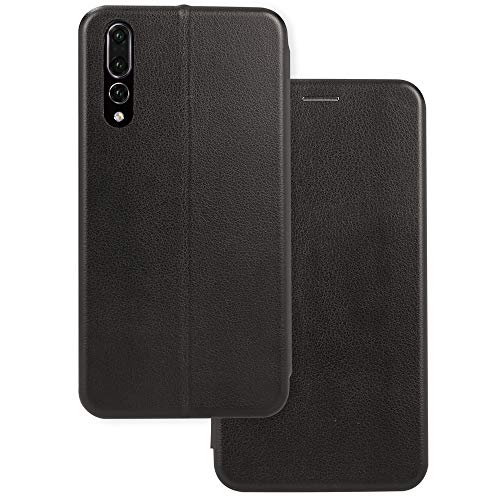 NALIA Klapphülle kompatibel mit Huawei P20 Pro, Slim Handy-Hülle Flip-Case Kunst-Leder Cover mit Magnet, Wallet Etui Ganzkörper Schutz Dünne Hinten Vorne Rundum Handy-Tasche Bumper, Farbe:Schwarz von NALIA