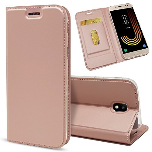 NALIA Klapphülle kompatibel mit Samsung Galaxy J3 2017, Slim Kickstand Handyhülle Flip-Case Kunstleder Cover mit Magnet Ganzkörper Schutz Dünne Rundum Handy-Tasche Etui, Farbe:Rose Gold NALIA Klapphülle kompatibel mit Samsung Galaxy J3 2017, Slim Kickstand Handyhülle Flip-Case Kunstleder Cover mit Magnet Ganzkörper Schutz Dünne Rundum Handy-Tasche Etui, Farbe:Rose Gold von NALIA