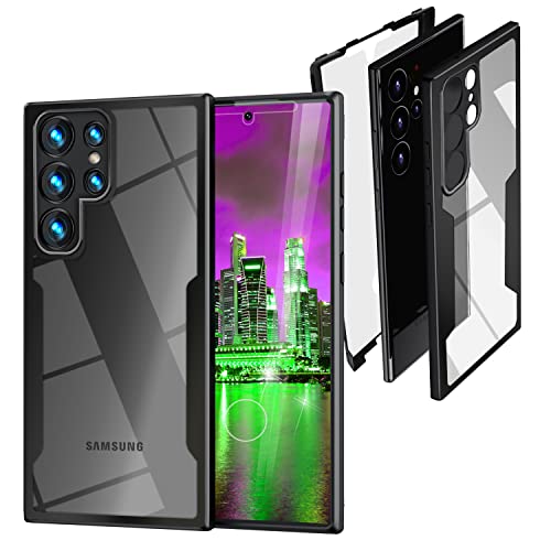 NALIA Klare 360° Hybrid Schutzhülle kompatibel mit Samsung Galaxy S23 Ultra Hülle, Transparent Anti-Gelb, Harte Rückseite & Display-Folie & Aufprall-Schutz Silikon-Rahmen Schwarz, Rundum-Schutz Cover NALIA Klare 360° Hybrid Schutzhülle kompatibel mit Samsung Galaxy S23 Ultra Hülle, Transparent Anti-Gelb, Harte Rückseite & Display-Folie & Aufprall-Schutz Silikon-Rahmen Schwarz, Rundum-Schutz Cover von NALIA