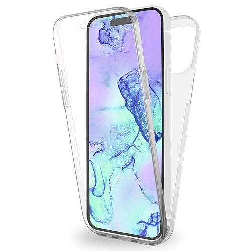 NALIA Klare 360° Schutzhülle kompatibel mit iPhone 15 Pro Max Hülle, Full-Cover Komplettschutz Transparent Anti-Gelb Durchsichtig Robust, Hardcase & Silikon Bumper & Displayschutz, Etui Handyhülle von NALIA