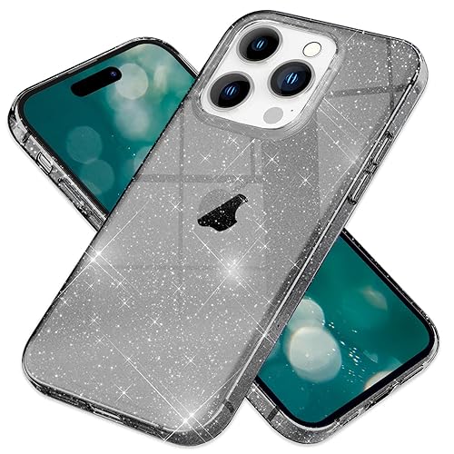 NALIA Klare Glitzerhülle kompatibel mit iPhone 15 Pro Hülle, Transparent Vergilbungsfrei Eingearbeitete Diamant Pailletten, Bling Glitter Case Silikon Handyhülle Glitzer Backcover, Farbe:Schwarz NALIA Klare Glitzerhülle kompatibel mit iPhone 15 Pro Hülle, Transparent Vergilbungsfrei Eingearbeitete Diamant Pailletten, Bling Glitter Case Silikon Handyhülle Glitzer Backcover, Farbe:Schwarz von NALIA