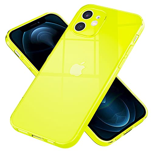 NALIA Klare Neon Handyhülle kompatibel mit iPhone 12 Mini Hülle, Transparente Bunte Silikon Schutzhülle Durchsichtig Flexibel Dünn, Soft Case Phone Cover Handy-Tasche Bumper Backcover, Farbe:Gelb von NALIA
