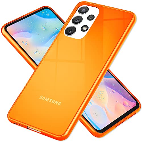 NALIA Klare Neon Silikonhülle kompatibel mit Samsung Galaxy A53 Hülle, Durchsichtig Bunt Leuchtend Anti-Gelb Vergilbungsfrei, Dünne Robuste Schutzhülle TPU Silikon Handyhülle Cover Case, Farbe:Orange von NALIA