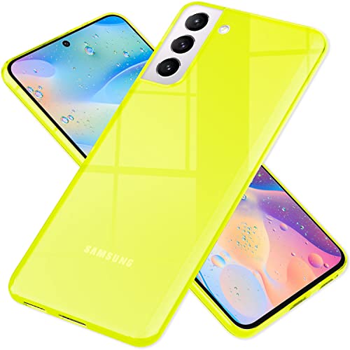 NALIA Klare Neon Silikonhülle kompatibel mit Samsung Galaxy S21 FE Hülle, Durchsichtig Bunt Leuchtend Anti-Gelb Vergilbungsfrei, Dünne Robuste Schutzhülle Silikon Handyhülle Cover Case, Farbe:Gelb von NALIA