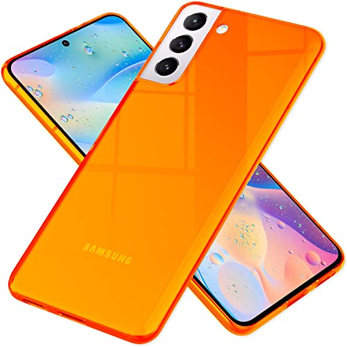 NALIA Klare Neon Silikonhülle kompatibel mit Samsung Galaxy S21 FE Hülle, Durchsichtig Bunt Leuchtend Anti-Gelb Vergilbungsfrei, Dünne Robuste Schutzhülle Silikon Handyhülle Cover Case, Farbe:Orange von NALIA
