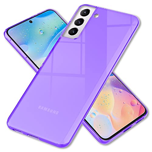 NALIA Klare Neon Silikonhülle kompatibel mit Samsung Galaxy S22 Hülle, Durchsichtig Bunt Leuchtend Anti-Gelb Vergilbungsfrei, Dünne Robuste Schutzhülle TPU Silikon Handyhülle Cover Case, Farbe:Lila von NALIA