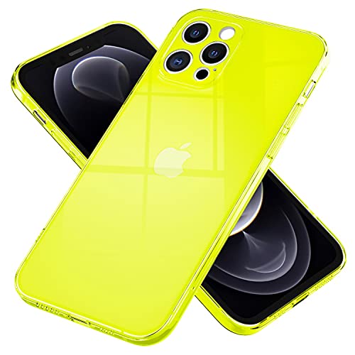 NALIA Klare Neon Silikonhülle kompatibel mit iPhone 13 Pro Max Hülle, Durchsichtig Bunt Leuchtend Anti-Gelb Vergilbungsfrei, Dünne Robuste Schutzhülle TPU Silikon Handyhülle Cover Case, Farbe:Gelb von NALIA