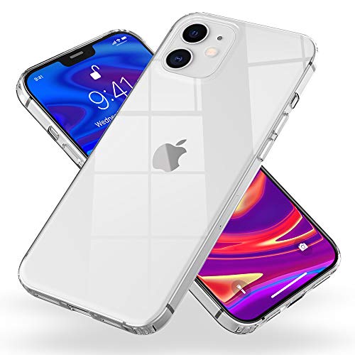 NALIA Klare Schutzhülle kompatibel mit iPhone 12 / iPhone 12 Pro Hülle, Transparentes Kratzfestes Hard Backcover & Silikon Bumper, Durchsichtige Kunststoff Handyhülle Phone Case, Schutz Cover Etui von NALIA