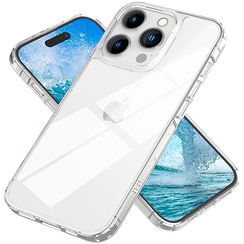 NALIA Klare Schutzhülle kompatibel mit iPhone 15 Pro Max Hülle, Transparent Kratzfest Anti-Gelb Durchsichtig Anti-Fingerprint Vergilbungsfrei Leicht, Hardcase & Silikon-Rand, Crystal Clear Handyhülle von NALIA