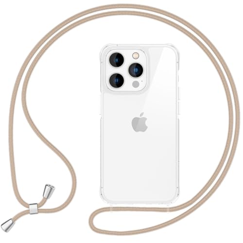 NALIA Klares Hybrid Case mit Band kompatibel mit iPhone 16 Pro Hülle, Transparent Cover Handykette Durchsichtig Anti-Gelb Robust, Hardcase & Silikon-Rahmen Schutzhülle mit Kette, Farbe:Beige NALIA Klares Hybrid Case mit Band kompatibel mit iPhone 16 Pro Hülle, Transparent Cover Handykette Durchsichtig Anti-Gelb Robust, Hardcase & Silikon-Rahmen Schutzhülle mit Kette, Farbe:Beige von NALIA