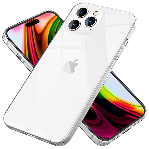 NALIA Klares Kratzfestes Case kompatibel mit iPhone 14 Pro Hülle, Transparent Anti-Gelb Durchsichtig Stoßfest Harte Rückseite & Silikon Rahmen, Hard Backcover Hybrid Handyhülle Schutzhülle Cover Etui von NALIA