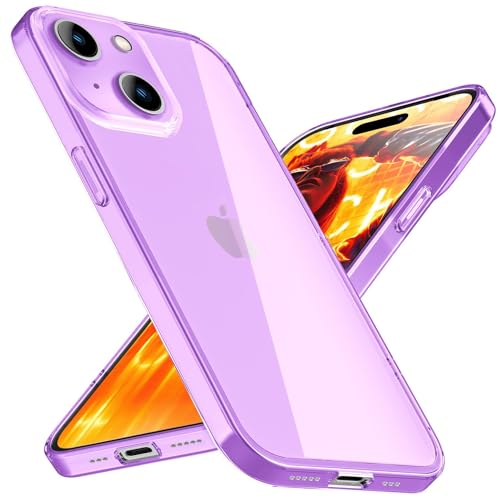 NALIA Klares Neon Silikon Case kompatibel mit iPhone 15 Plus Hülle, Durchsichtig Bunt Leuchtend, Kratzfest Dünn Robust Anti-Gelb Transparent Cover Schutzhülle Handyhülle Etui Backcover, Farbe:Lila von NALIA