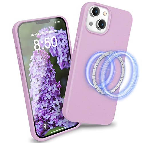 NALIA MagPower Bio-Schutzhülle kompatibel mit iPhone 14 Hülle [kompatibel mit MagSafe], Nachhaltig Ökologisch Silikon-Alternative Eco-Case, Kratzfest Anti-Fingerabdruck Handyhülle, Farbe:Lila von NALIA