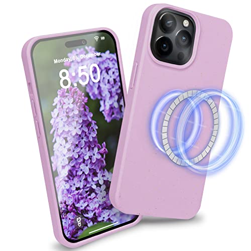 NALIA MagPower Bio-Schutzhülle kompatibel mit iPhone 14 Pro Hülle [kompatibel mit MagSafe], Nachhaltig Ökologisch Silikon-Alternative Eco-Case, Kratzfest Anti-Fingerabdruck Handyhülle, Farbe:Lila von NALIA