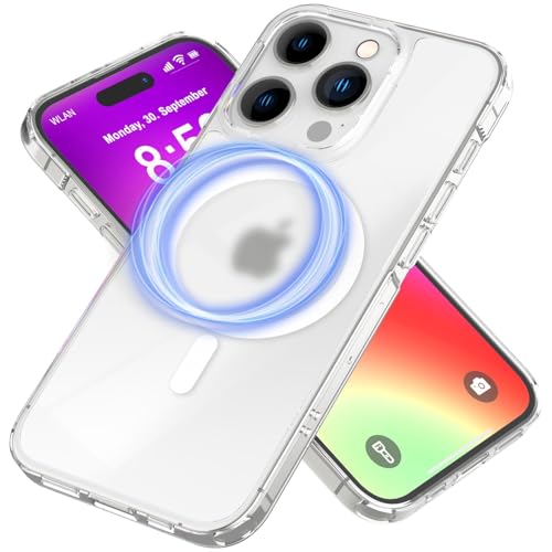 NALIA MagPower Semi-Transparent Case kompatibel mit iPhone 16 Pro Max Hülle [kompatibel mit MagSafe], Halb-Durchsichtig Matt-Klar Cover Anti-Gelb Kratzfest, Harte Rückseite & Silikon Rahmen, Dünn von NALIA