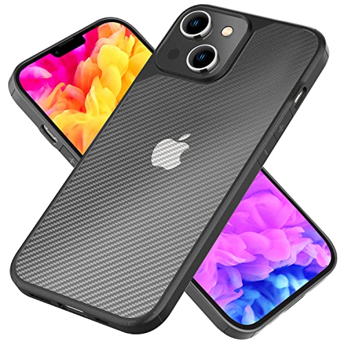 NALIA Mattes Carbon Look Case kompatibel mit iPhone 14 Plus Hülle, Durchsichtige Carbon-Struktur Anti-Fingerprint Kratzfest Anti-Gelb Robust, Harte Rückseite & Verstärkter Silikon-Rand von NALIA