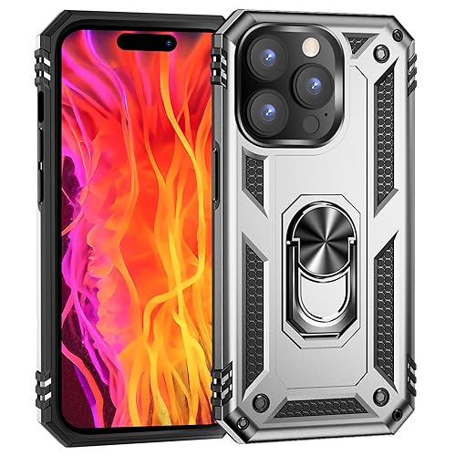 NALIA Military-Style Ring Cover kompatibel mit iPhone 15 Pro Hülle, Extrem Schutz 360° Grad Finger-Halter Ständer & KFZ-Halterung, Stoßfest Robust Outdoor Hardcase Silikon Schutzhülle, Farbe:Silber NALIA Military-Style Ring Cover kompatibel mit iPhone 15 Pro Hülle, Extrem Schutz 360° Grad Finger-Halter Ständer & KFZ-Halterung, Stoßfest Robust Outdoor Hardcase Silikon Schutzhülle, Farbe:Silber von NALIA