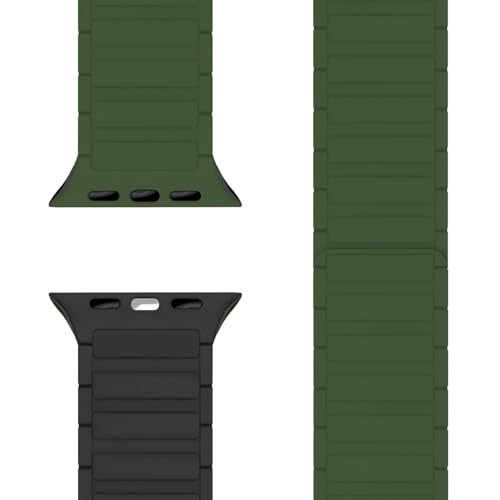 NALIA Nexus Magnet Armband kompatibel mit Apple Watch Armband Series Ultra/SE 10 9 8 7 6 5 4 3 2 1, 42/44/45/46/49mm, Silikon Loop mit Rillendesign, Sportarmband, Farbe:Military Grün NALIA Nexus Magnet Armband kompatibel mit Apple Watch Armband Series Ultra/SE 10 9 8 7 6 5 4 3 2 1, 42/44/45/46/49mm, Silikon Loop mit Rillendesign, Sportarmband, Farbe:Military Grün von NALIA