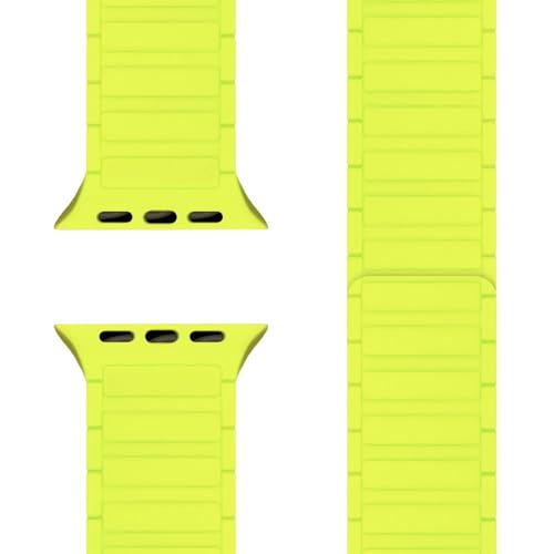 NALIA Nexus Magnet Armband kompatibel mit Apple Watch Armband Series Ultra/SE 10 9 8 7 6 5 4 3 2 1, 42/44/45/46/49mm, Silikon Loop mit Rillendesign, Sportarmband, Farbe:Neongelb NALIA Nexus Magnet Armband kompatibel mit Apple Watch Armband Series Ultra/SE 10 9 8 7 6 5 4 3 2 1, 42/44/45/46/49mm, Silikon Loop mit Rillendesign, Sportarmband, Farbe:Neongelb von NALIA