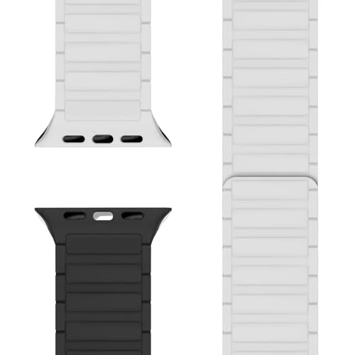 NALIA Nexus Magnet Armband kompatibel mit Apple Watch Armband Series Ultra/SE 10 9 8 7 6 5 4 3 2 1, 42/44/45/46/49mm, Silikon Loop mit Rillendesign, Sportarmband, Farbe:Schneeweiß NALIA Nexus Magnet Armband kompatibel mit Apple Watch Armband Series Ultra/SE 10 9 8 7 6 5 4 3 2 1, 42/44/45/46/49mm, Silikon Loop mit Rillendesign, Sportarmband, Farbe:Schneeweiß von NALIA