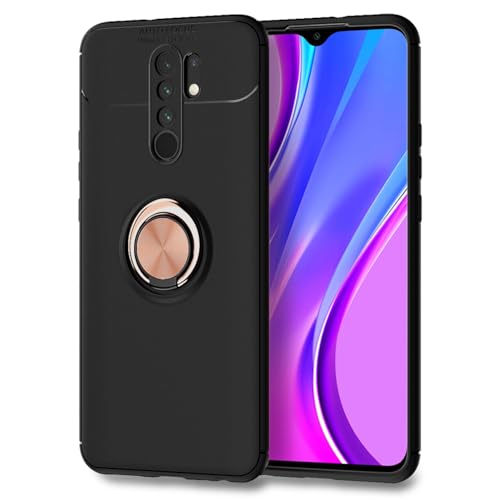 NALIA Ring Handyhülle kompatibel mit Xiaomi Redmi 9 Hülle, Silikon Cover mit 360-Grad Finger-Halter für magnetische KFZ-Halterung, Schutzhülle Phone Case Handy-Tasche Etui Bumper, Farbe:Rose Gold von NALIA