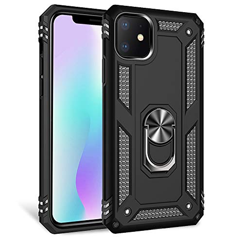 NALIA Ring Hülle kompatibel mit iPhone 11, Stoßfeste Handyhülle für magnetische Auto KFZ-Halterung mit 360 Grad Finger-Halter, Schutzhülle mit Silikon Cover Innen & Hardcase Bumper, Farbe:Schwarz NALIA Ring Hülle kompatibel mit iPhone 11, Stoßfeste Handyhülle für magnetische Auto KFZ-Halterung mit 360 Grad Finger-Halter, Schutzhülle mit Silikon Cover Innen & Hardcase Bumper, Farbe:Schwarz von NALIA
