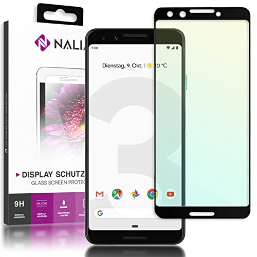 NALIA Schutzglas kompatibel mit Google Pixel 3, 9H Full-Cover Display Schutz Glas-Folie, Dünne Handy Schutzfolie Bildschirm-Abdeckung, Schutz-Film Clear HD Screen Protector - Transparent (schwarz) von NALIA