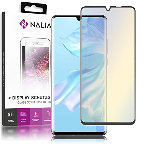 NALIA Schutzglas kompatibel mit Huawei P30 Pro, 9H Full-Cover Display Schutz Clear Screen Glas-Folie, Handy Schutzfolie Bildschirm-Abdeckung Schutz-Film Protector Tempered Glass - Transparent Schwarz von NALIA