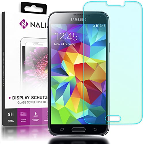 NALIA Schutzglas kompatibel mit Samsung Galaxy S5 / S5 Neo, Full-Cover Displayschutz Handy-Folie, 9H Härte Glas-Schutzfolie Bildschirm-Abdeckung, Schutz-Film Clear HD Screen Protector - Transparent von NALIA