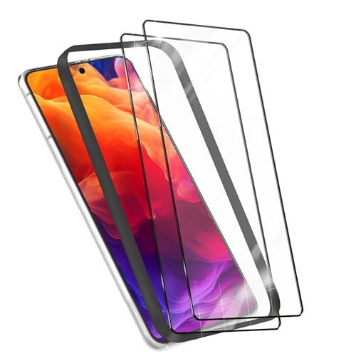 NALIA Set [3-in-1] 2x Schutzglas & 1x Applikator kompatibel mit Samsung Galaxy S24 Glas, Klarer Displayschutz & Schablone für einfache Installation, Transparente Display-Glasfolie mit schwarzem Rand von NALIA