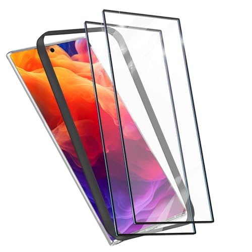 NALIA Set [3-in-1] 2x Schutzglas & 1x Applikator kompatibel mit Samsung Galaxy S24 Ultra Glas, Klarer Displayschutz & Schablone für einfache Installation, Transparente 9H Glasfolie mit schwarzem Rand von NALIA