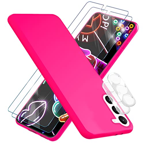 NALIA Set [5-in-1] kompatibel mit Samsung Galaxy S23 Hülle, [1x Neon Silikonhülle & 2X Displayschutz & 2X Kameraschutz] Intensive Farbe rutschfest Weich Gummiert, Dünne Schutzhülle Case, Farbe:Pink von NALIA